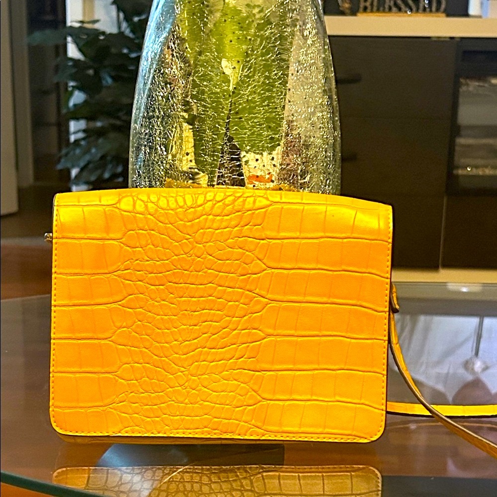H&M Mustard Crocodile-Embossed Crossbody Bag - Picture 1 of 6